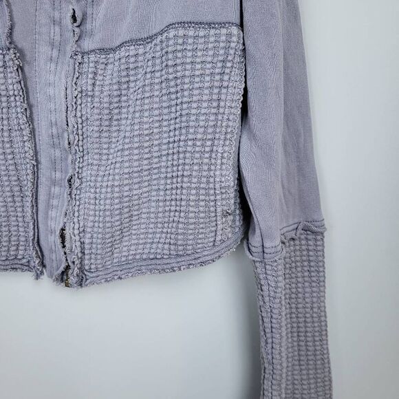 We The Free People Womens Hazel Cardi Jacket Small Gray Full Zip Slouchy Grunge - Picture 4 of 8